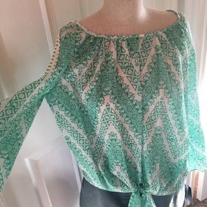 IN Studio green and white blouse